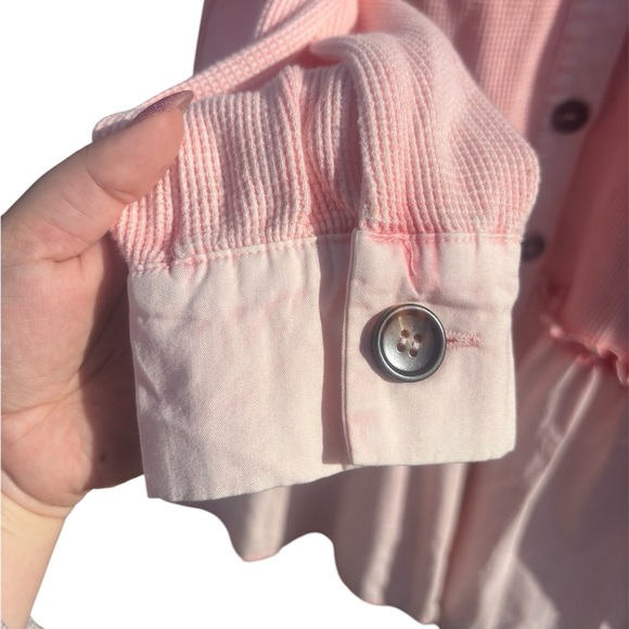 NWT Pleated Pink Waffle Print Casual Jacket Dress Spring Summer Size Large - Picture 3 of 5